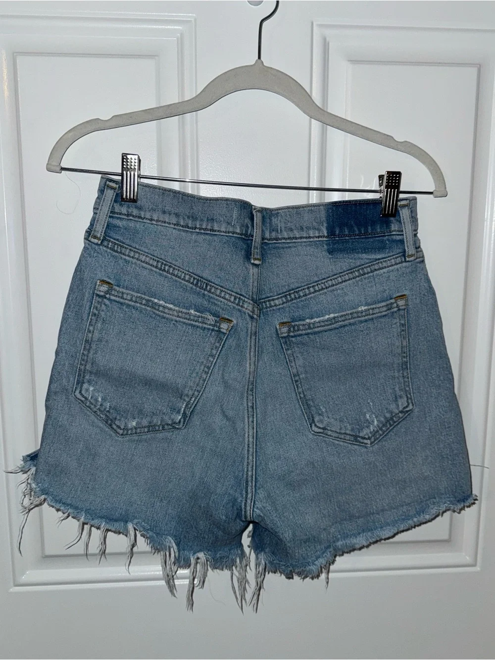 Abercrombie & Fitch Light Blue Distressed Denim Shorts Curve Love